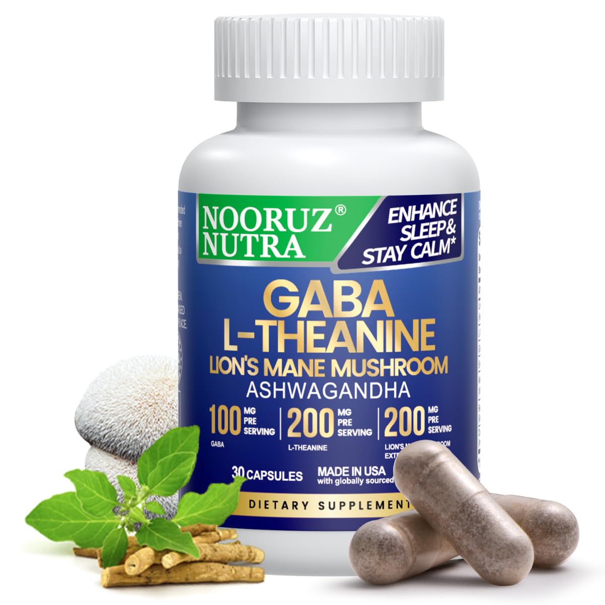 NOORUZ Lions Mane Mushroom Supplement – Energy, Focus & Immunity (30 Caps)