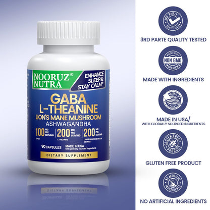 NOORUZ Lions Mane Mushroom Supplement - 90 Caps | Energy, Focus & Immunity