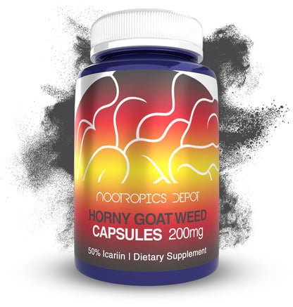 Nootropics Depot Horny Goat Weed Capsules 200mg | 90 Count | Icariin 50% | Epimedium brevicornum