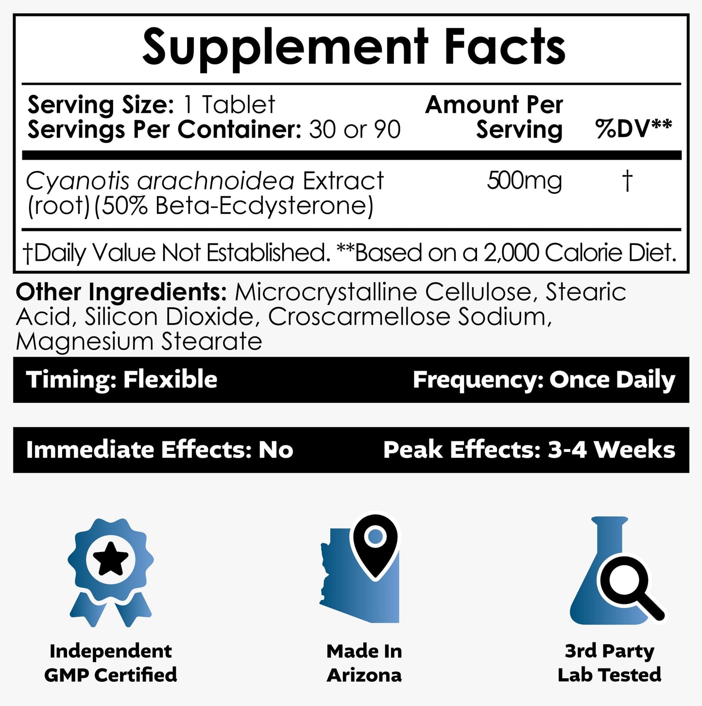 Nootropics Depot Beta Ecdysterone 50% Tablets (500mg) – Cyanotis Arachnoidea Extract, 30 Count
