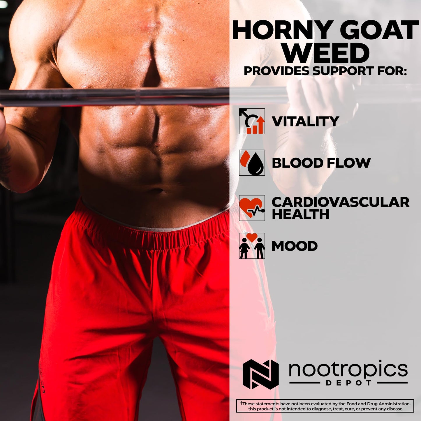 Nootropics Depot Horny Goat Weed Capsules 200mg | 90 Count | Icariin 50% | Epimedium brevicornum