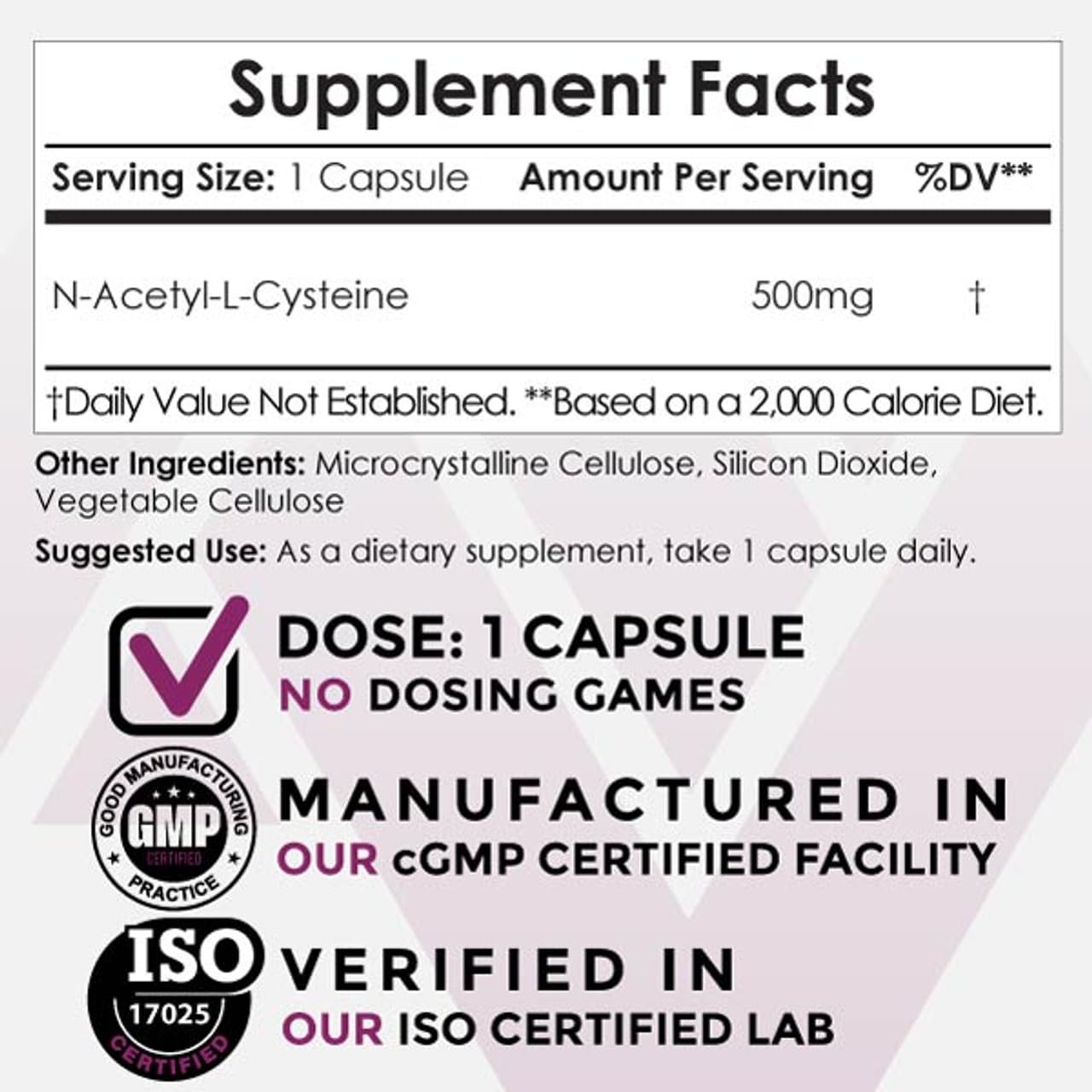Nootropics Depot NAC 500mg Capsules – N-Acetyl L-Cysteine, 180 Count
