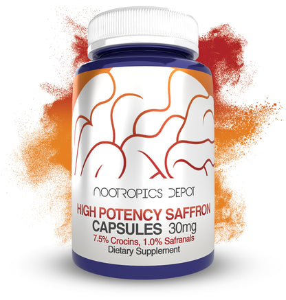Nootropics Depot High Potency Saffron Extract Capsules 180 ct – 30 mg, 7.5% Crocins, 1% Safranals