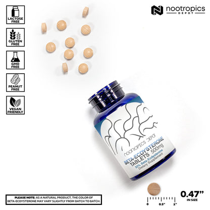 Nootropics Depot Beta Ecdysterone 50% Tablets (500mg) – Cyanotis Arachnoidea Extract, 30 Count
