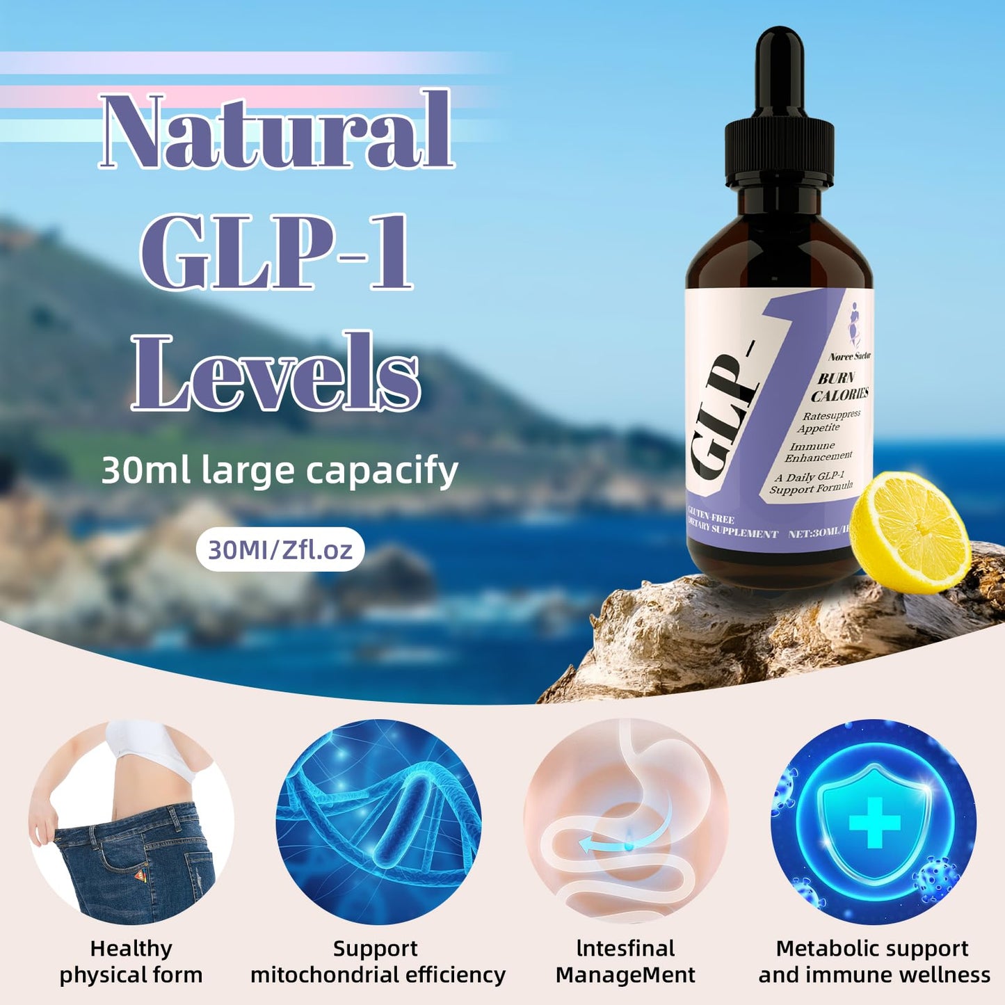 Norce Sactor GLP-1 Drops – Natural Liquid Supplement for Women & Men | Digestive & Gut Health