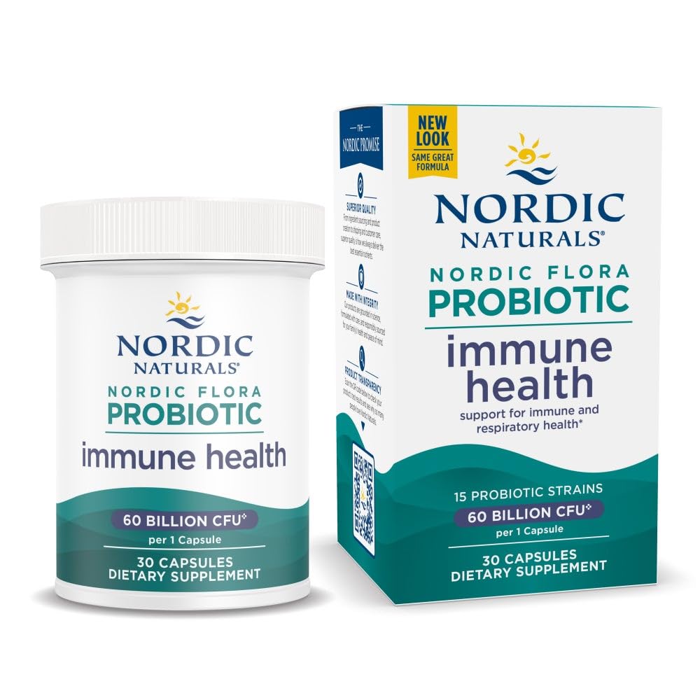 Nordic Naturals Nordic Flora Probiotic Immune Health – 30 Capsules, 15 Strains, Vegan