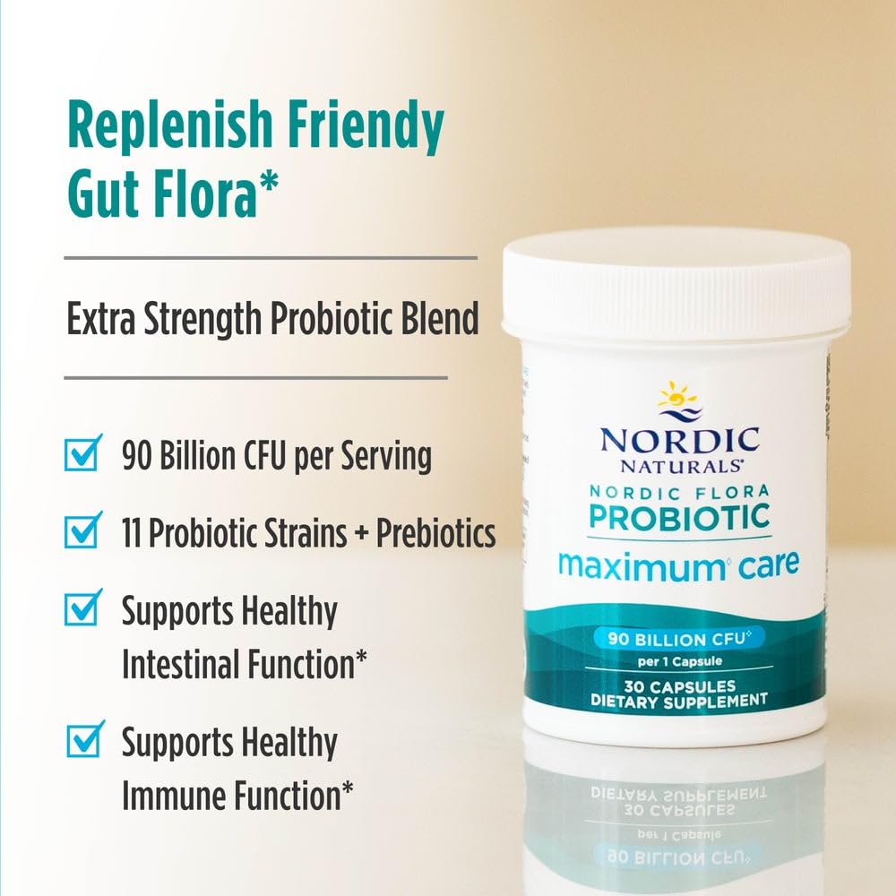 Nordic Naturals Nordic Flora Probiotic Maximum Care – 30 Vegan Capsules, 11 Strains