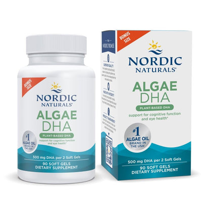 Nordic Naturals Algae DHA - 90 Soft Gels, 500 mg Vegan Omega-3 DHA