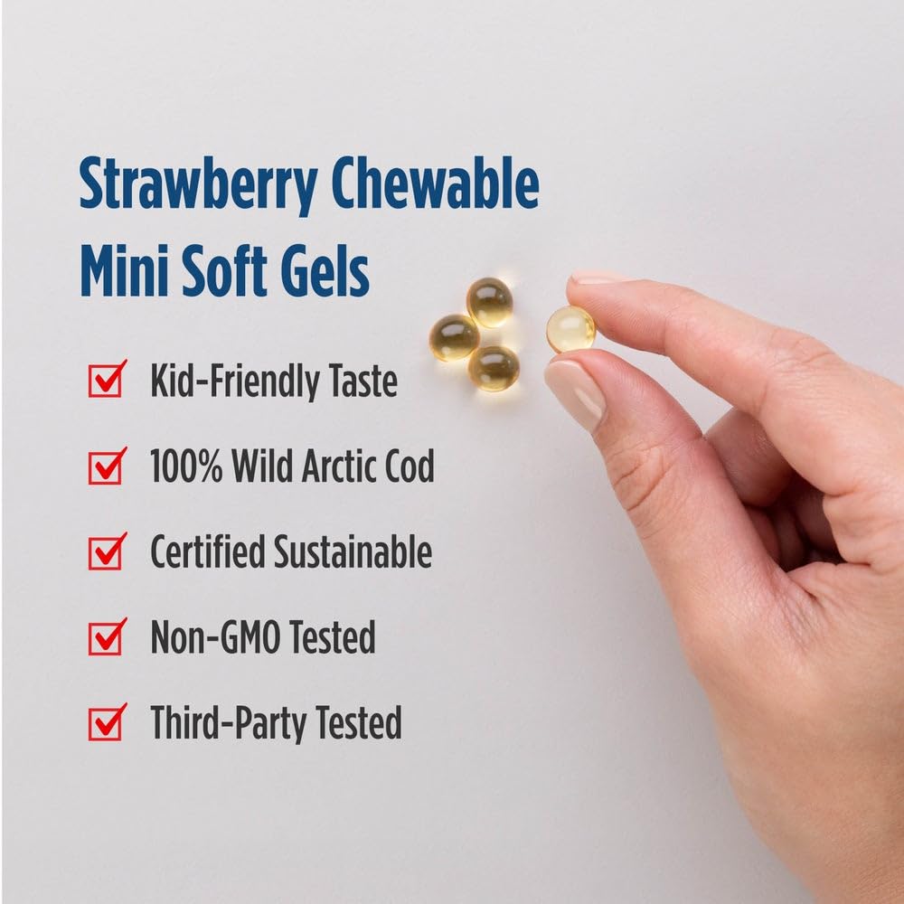Nordic Naturals Children's DHA Strawberry – 360 Mini Chews, 250 mg Omega-3 (EPA & DHA) | Non-GMO, 90 Servings