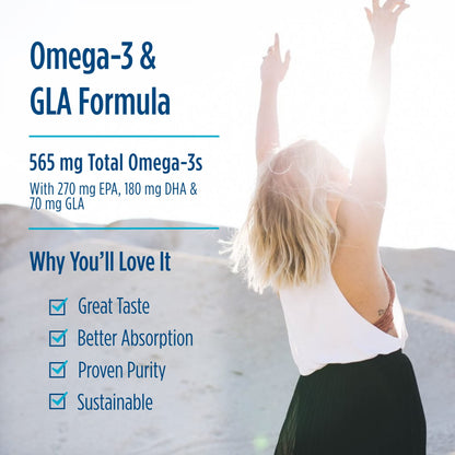 Nordic Naturals Complete Omega Lemon Flavor — 180 Soft Gels (565 mg Omega-3) | EPA & DHA + GLA | Non-GMO