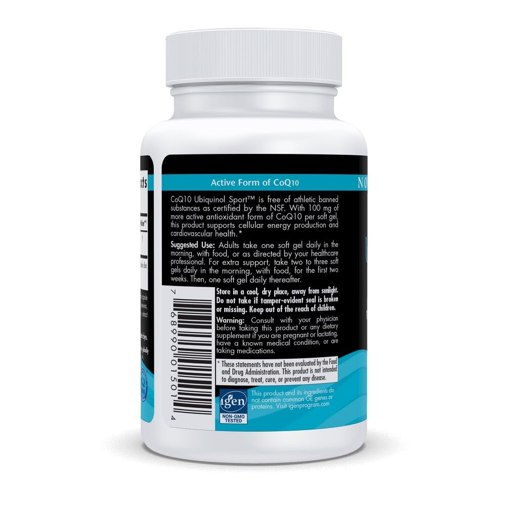 Nordic Naturals Nordic CoQ10 Ubiquinol Sport – 60 Mini Soft Gels, 100 mg