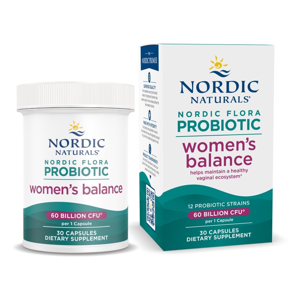 Nordic Naturals Nordic Flora Probiotic Women’s Balance – 60B Cultures, 12 Strains, Vegan, 30 Servings