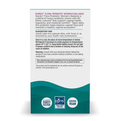 Nordic Naturals Nordic Flora Probiotic Women’s Balance – 60B Cultures, 12 Strains, Vegan, 30 Servings
