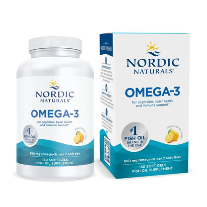 Nordic Naturals Omega-3 Lemon – 180 Soft Gels | 690 mg EPA/DHA | 90 Servings | Non-GMO