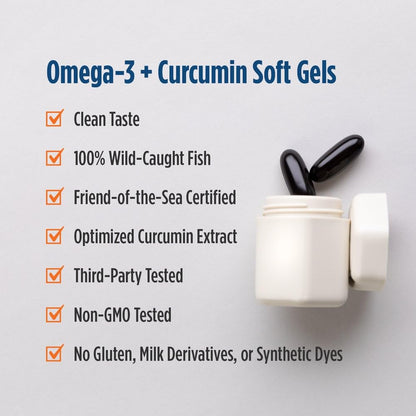 Nordic Naturals Omega Curcumin Lemon | 60 Soft Gels, 1200 mg Omega-3 + 400 mg Curcumin | Non-GMO