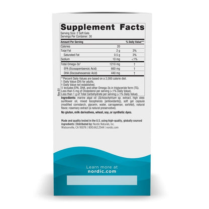 Nordic Naturals Plant-Based Ultimate Omega - Algae EPA & DHA, Lemon, 60 Veggie Soft Gels