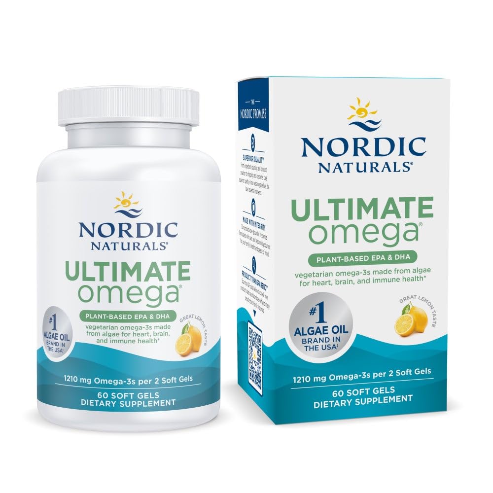 Nordic Naturals Plant-Based Ultimate Omega - Algae EPA & DHA, Lemon, 60 Veggie Soft Gels