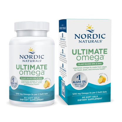 Nordic Naturals Plant-Based Ultimate Omega - Algae EPA & DHA, Lemon, 60 Veggie Soft Gels