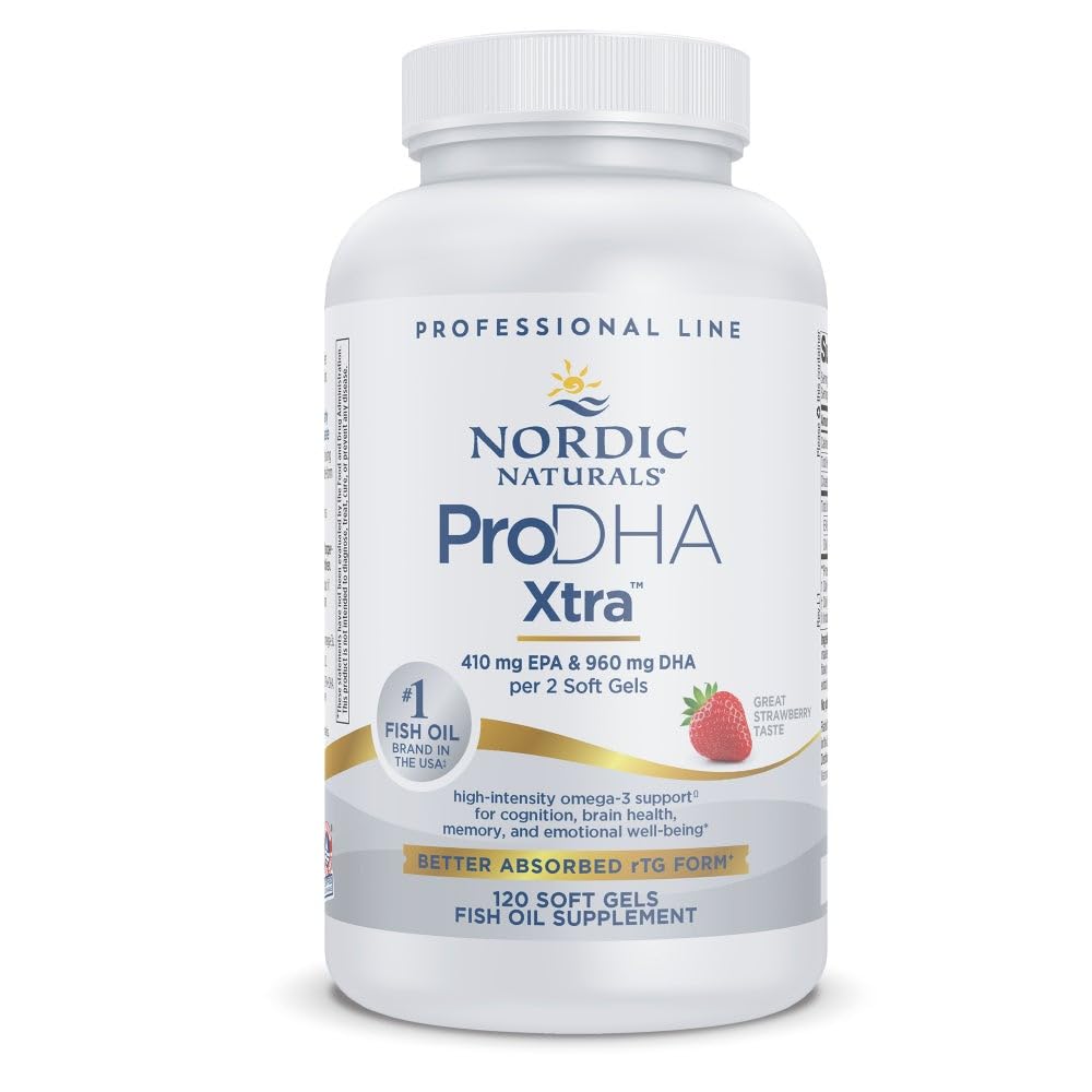 Nordic Naturals ProDHA 1000 Strawberry – 120 Soft Gels | 1660 mg Omega-3 DHA for Brain & Mood
