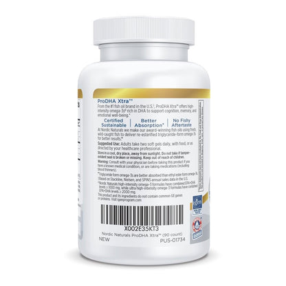 Nordic Naturals ProDHA Xtra Strawberry – High-Potency DHA for Brain, Mood & Memory | 90 Soft Gels