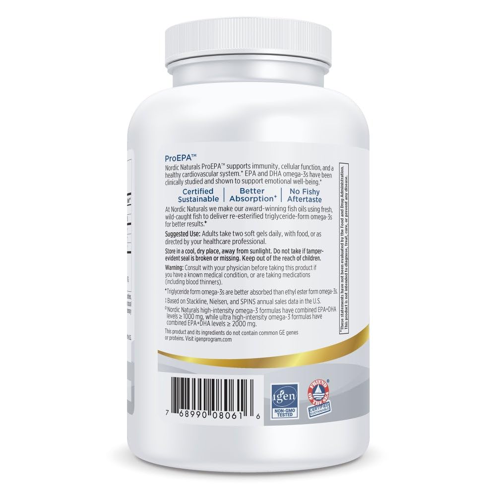 Nordic Naturals ProEPA Lemon 180 Soft Gels | 1210 mg Omega-3 High-Intensity EPA Formula