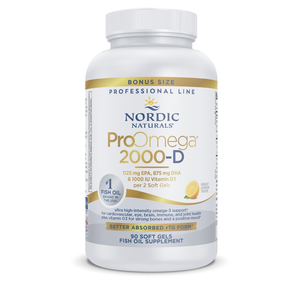 Nordic Naturals ProOmega 2000-D Lemon - 90 Soft Gels, 2150 mg Omega-3 + 1000 IU Vitamin D3