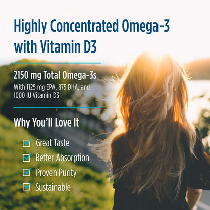 Nordic Naturals ProOmega 2000-D with Vitamin D3 – Lemon Flavor, 60 Soft Gels