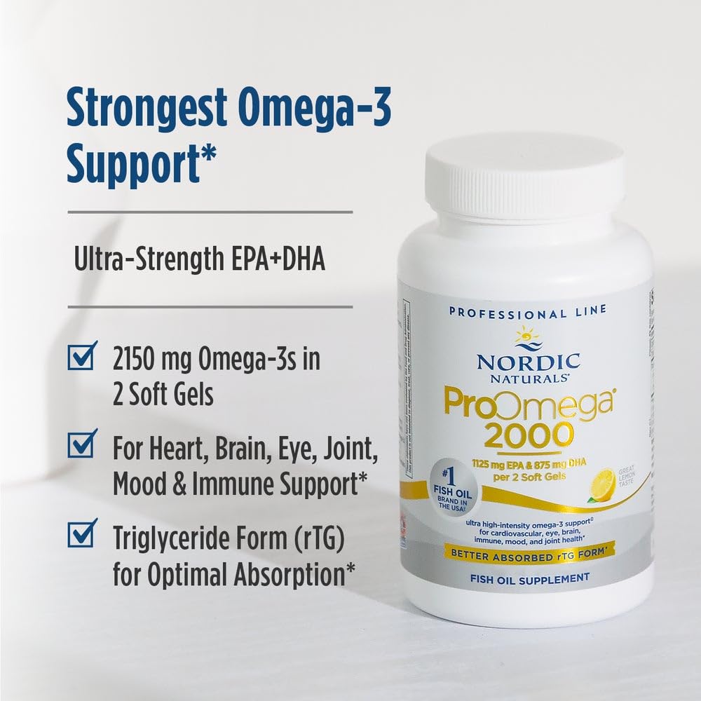 Nordic Naturals ProOmega 2000 Lemon Flavor – Ultra High-Potency Omega-3 (EPA & DHA) – 90 Soft Gels