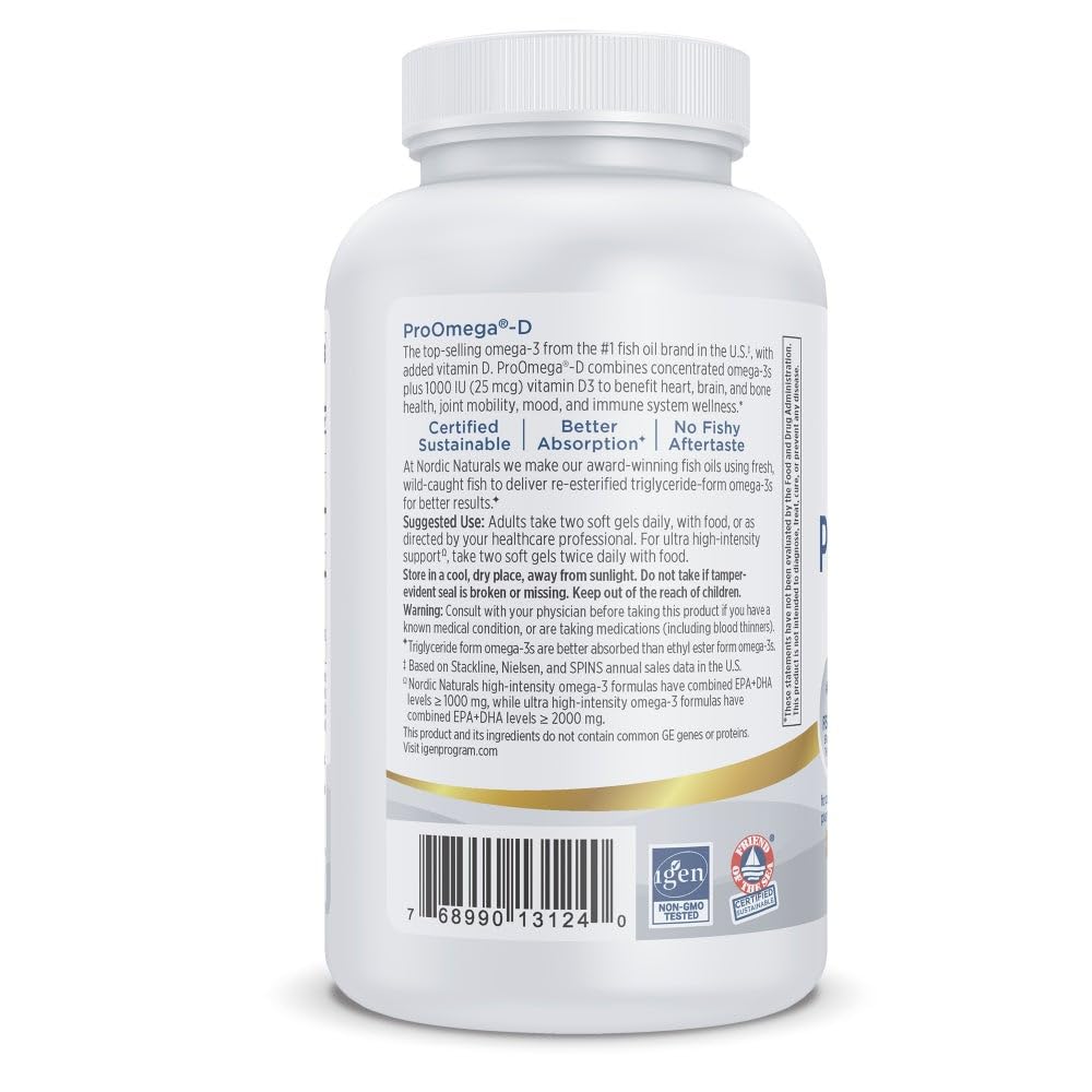 Nordic Naturals ProOmega-D Lemon - 120 Soft Gels | Omega-3 + Vitamin D3