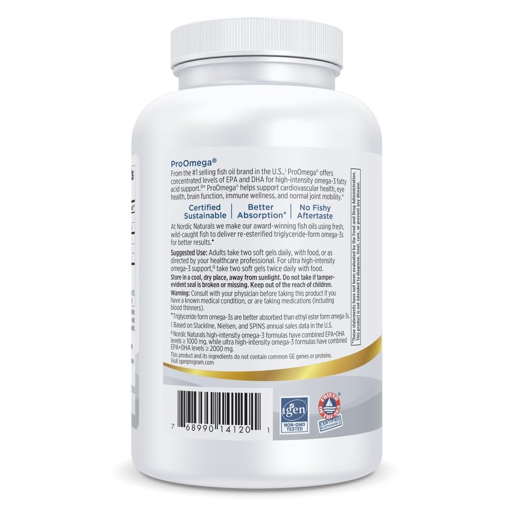 Nordic Naturals ProOmega Lemon Flavor — High-Potency Omega-3 (1280 mg) 180 Soft Gels
