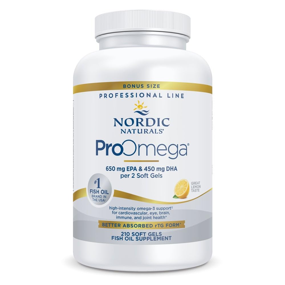 Nordic Naturals ProOmega Lemon Flavor – 210 Soft Gels, 1000 mg Omega-3 (EPA & DHA)
