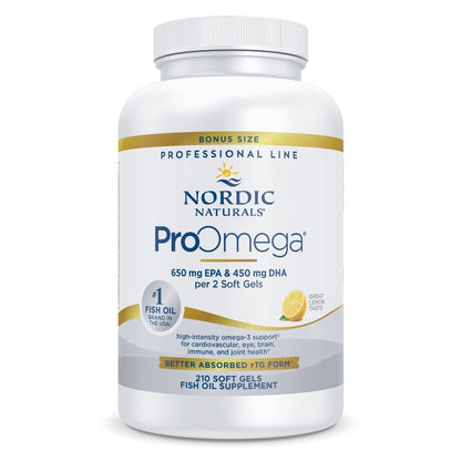 Nordic Naturals ProOmega Lemon Flavor – 210 Soft Gels, 1000 mg Omega-3 (EPA & DHA)