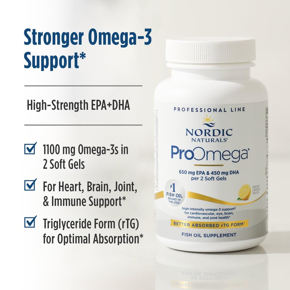 Nordic Naturals ProOmega Lemon Flavor — High-Potency Omega-3 (1280 mg) 180 Soft Gels