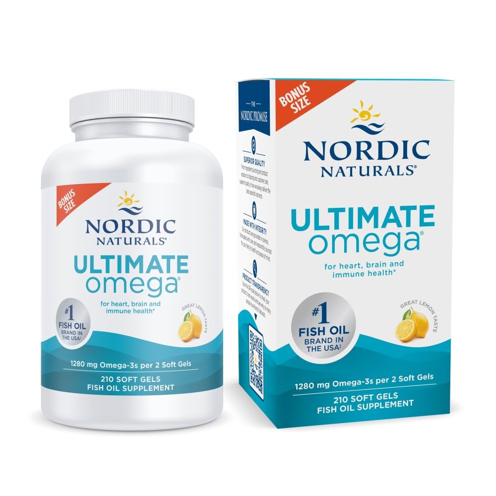 Nordic Naturals Ultimate Omega Lemon Flavor - 210 Soft Gels, 1280 mg Omega-3 | EPA & DHA