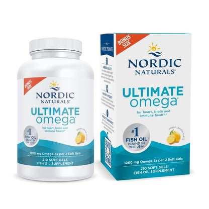 Nordic Naturals Ultimate Omega Lemon Flavor - 210 Soft Gels, 1280 mg Omega-3 | EPA & DHA