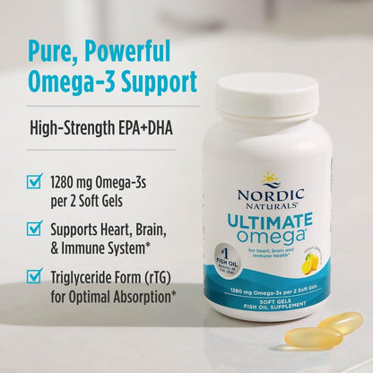 Nordic Naturals Ultimate Omega Lemon Flavor - 210 Soft Gels, 1280 mg Omega-3 | EPA & DHA