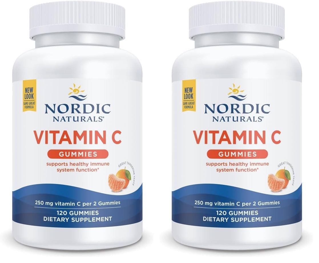 Nordic Naturals Vitamin C Gummies Tart Tangerine – 120 Gummies, 60 Servings per Pack, Vegan & Non-GMO