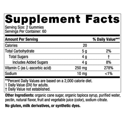 Nordic Naturals Vitamin C Gummies Tart Tangerine – 120 Gummies, 60 Servings per Pack, Vegan & Non-GMO
