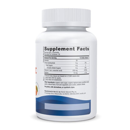Nordic Naturals Vitamin C Gummies Tart Tangerine – 60 Gummies, 250 mg | Immune Support