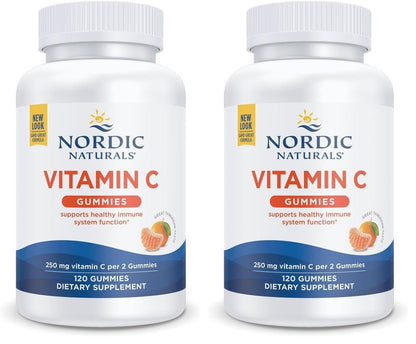 Nordic Naturals Vitamin C Gummies Tart Tangerine – 120 Gummies, 60 Servings per Pack, Vegan & Non-GMO