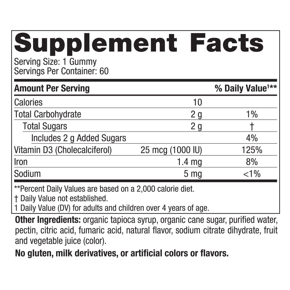 Nordic Naturals Vitamin D3 Gummies Wild Berry - 60 Gummies (2-Pack) 1000 IU | Non-GMO