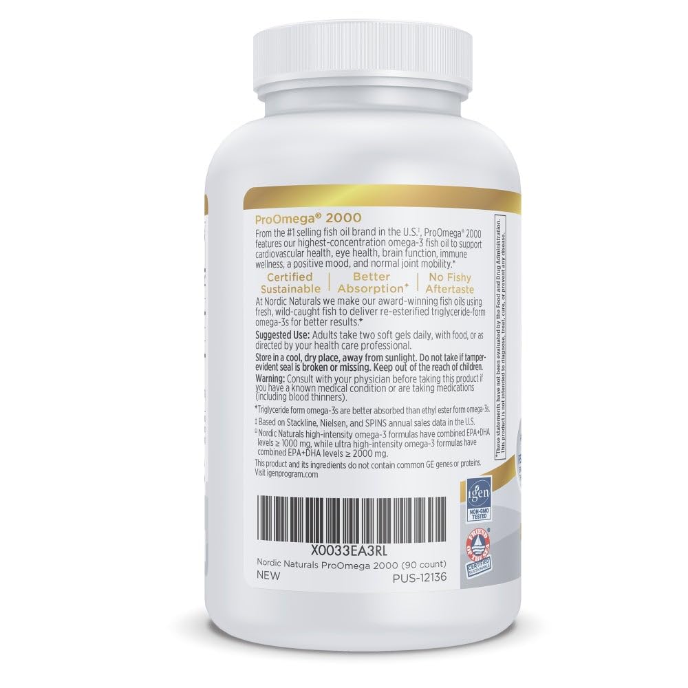 Nordic Naturals ProOmega 2000 Lemon Flavor – Ultra High-Potency Omega-3 (EPA & DHA) – 90 Soft Gels
