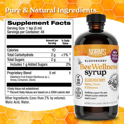 Norm's Farms Elderberry Extract & BeeWellness Syrup 2PK – Immune Support for Kids & Adults, Made in USA