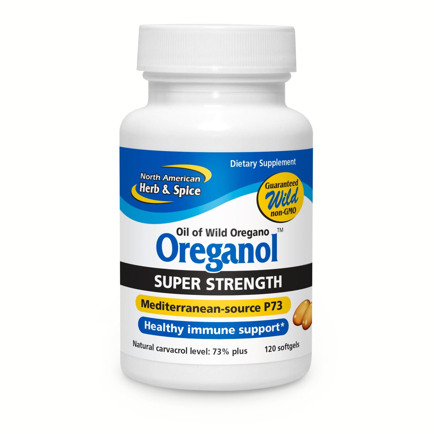 North American Herb & Spice Oreganol P73 Super Strength – Wild Oregano Oil, 120 Softgels, Vegan, Non-GMO