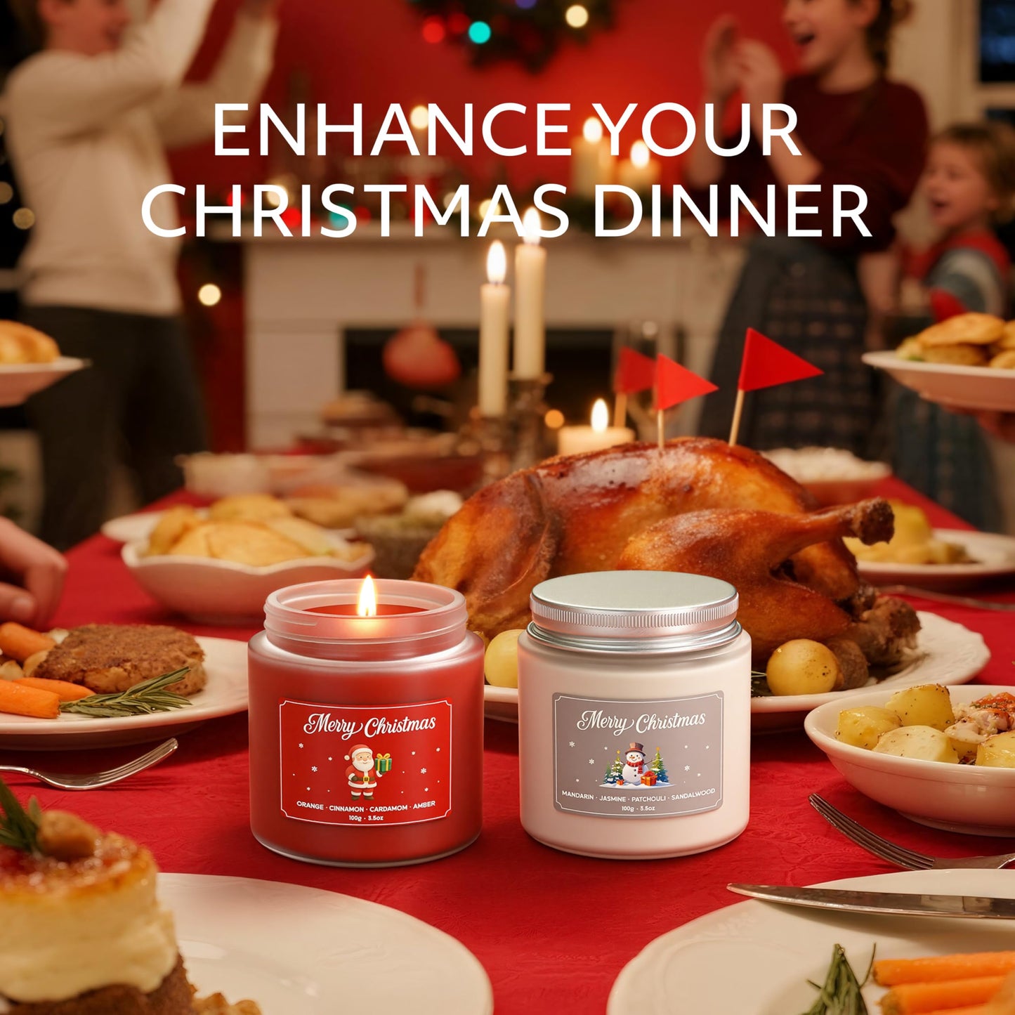 NORVENCE Christmas Candles Gift Set - Stress Relief Scented Candles, 7 oz