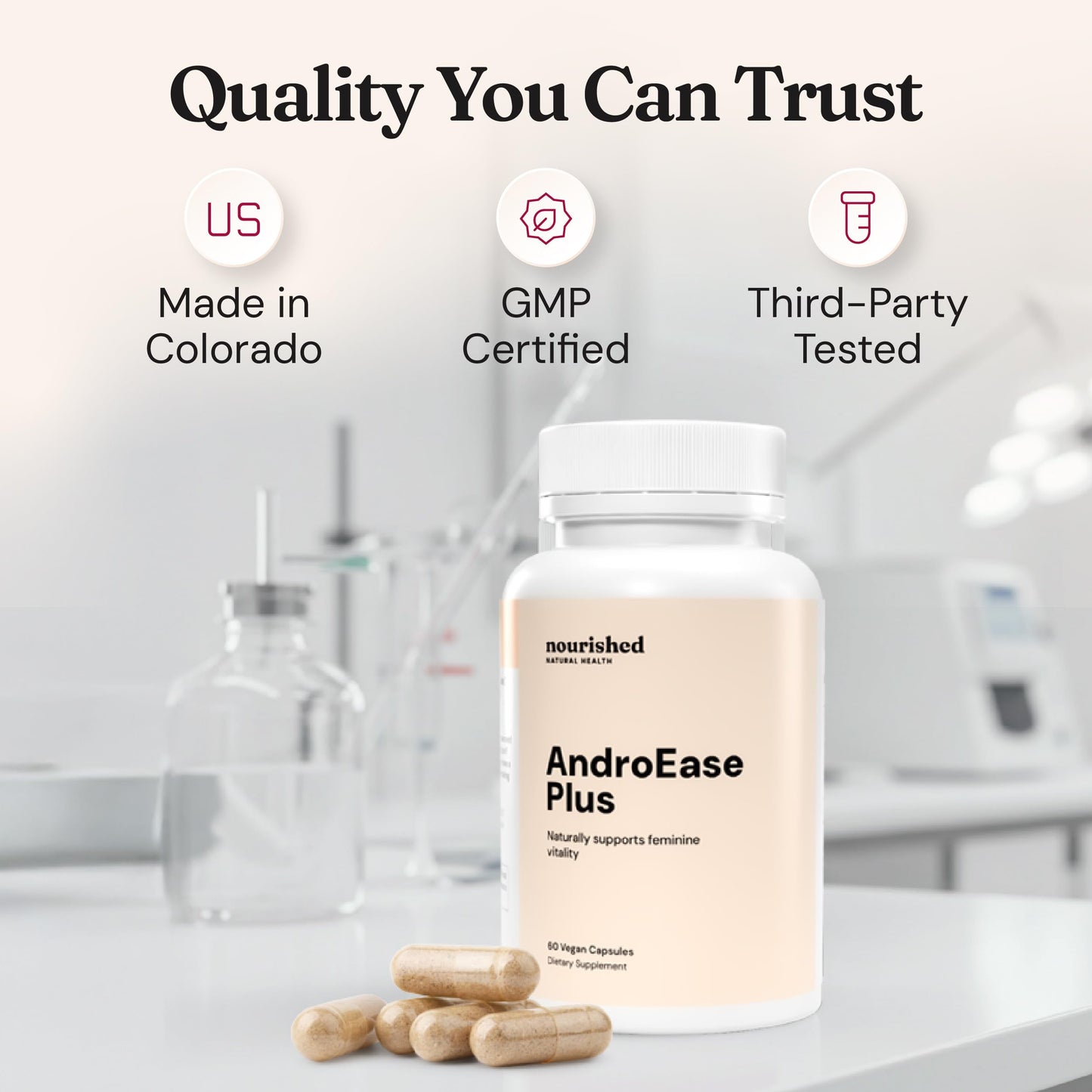 Nourished AndroEase Plus – Vegan Hormone Balance for Women | Zinc, Reishi, Green Tea