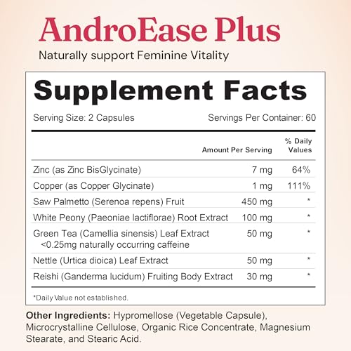 Nourished AndroEase Plus – Vegan Hormone Balance for Women | Zinc, Reishi, Green Tea