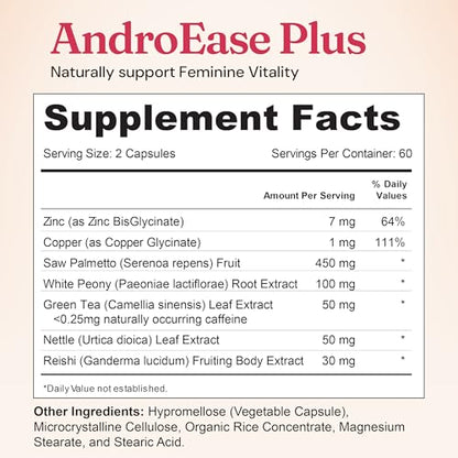 Nourished AndroEase Plus – Vegan Hormone Balance for Women | Zinc, Reishi, Green Tea