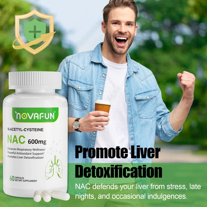Novafun NAC 600mg Capsules – Lung Health & Liver Detox (60 Count)