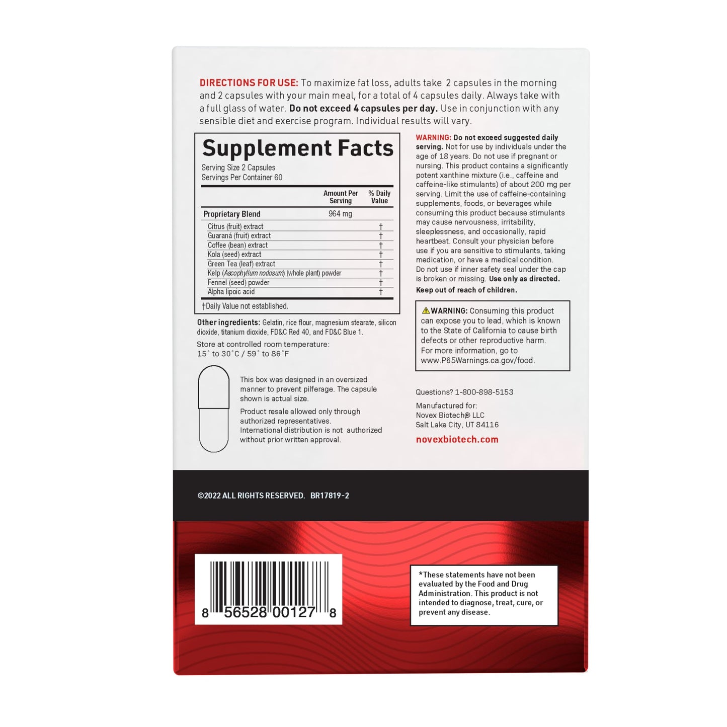 Novex Biotech ThermoDyne – Thermogenic Fat Burner for Men | 120 Count